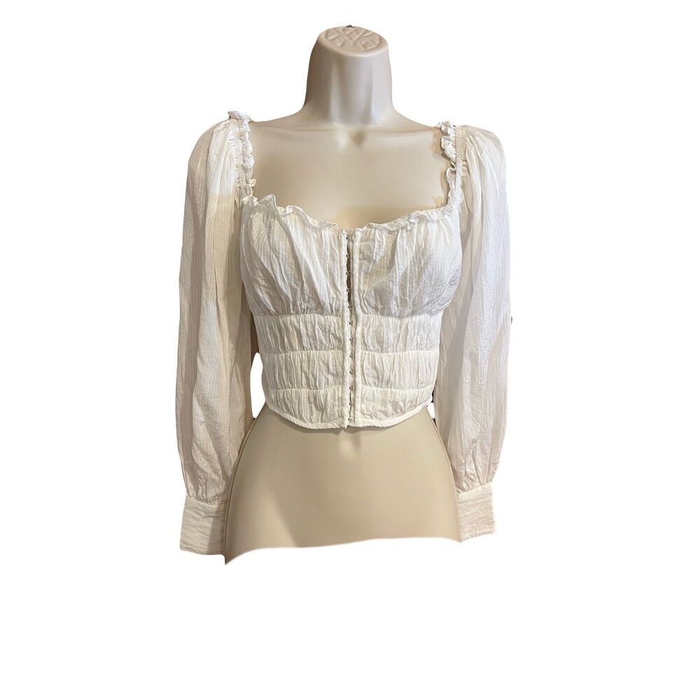 ASTR the Label Top Women Small Concord Smocked Boho Coquette Milkmaid